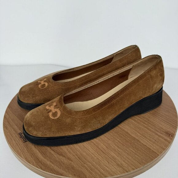 Salvatore‎ Ferragamo Brown Suede Platform Wedge Slip-On Shoes Size 6 - Picture 1 of 8